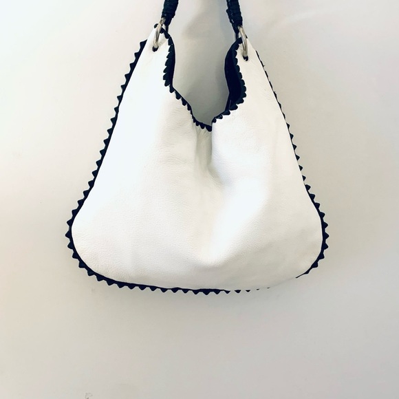 ANTHONY LUCIANO Authentic Leather 
Custom Made Hand Bag, Large White/Black - Picture 3 of 14